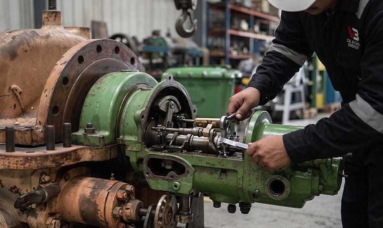Ajuste de gobernador y válvulas de control — turbina de vapor VB