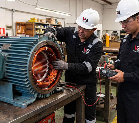 Mantenimiento de motor trifásico industrial — bobinado y diagnóstico VB