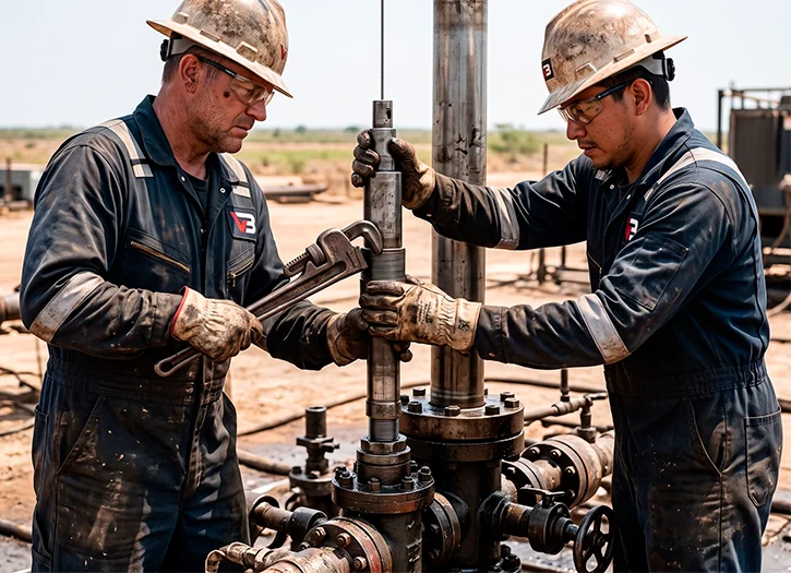 Cuadrilla armando la sarta de herramientas de slickline