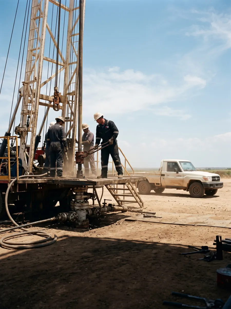 Cuadrilla en unidad de workover en locación